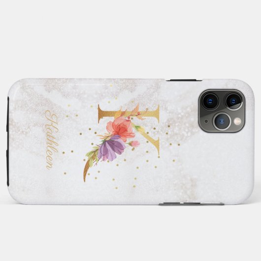 Floral Monogram Naam Initiaal K Letter Personalise Case-Mate iPhone Case (Achterkant (horizontaal))