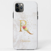 Floral Monogram Naam Initiaal R Letter Personalise Case-Mate iPhone Case (Achterkant)
