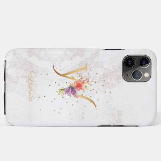 Floral Monogram Naam Initiaal W Letter Personalise Case-Mate iPhone Case (Achterkant (horizontaal))