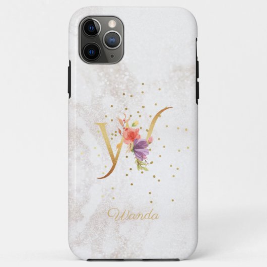 Floral Monogram Naam Initiaal W Letter Personalise Case-Mate iPhone Case (Achterkant)
