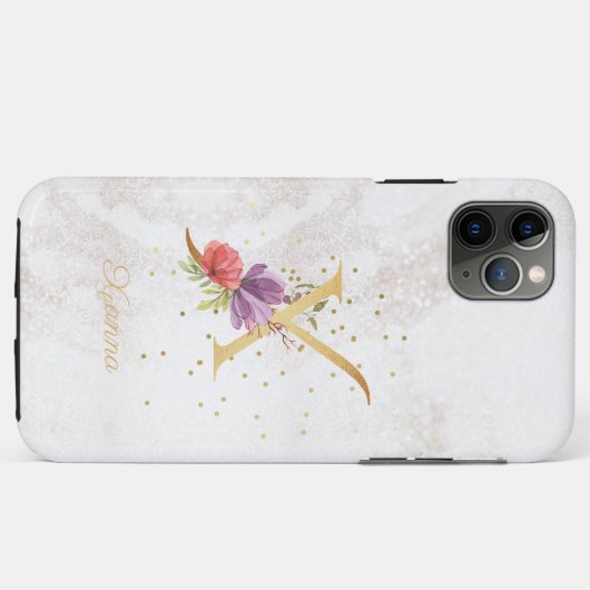 Floral Monogram Naam Initiaal X Letter Personalise Case-Mate iPhone Case (Achterkant (horizontaal))