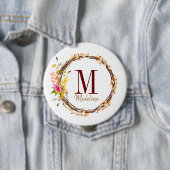 Floral Monogram najaar olievloeistof Ronde Button 4,0 Cm (In situ)