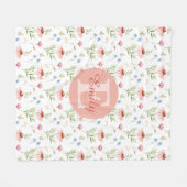 Floral Monogram Name Fleece Blanket For Girls Deken (Voorkant (Horizontaal))