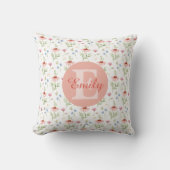 Floral Monogram Name Trow Pillow For Girls Kussen (Voorkant)