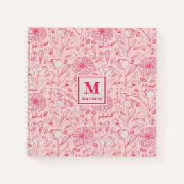 Floral Monogram Notebook Journal Notitieboek
