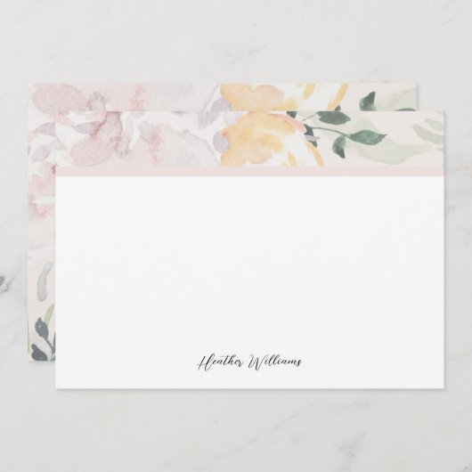 Floral Monogram Notitiekaartje (Voorkant / Achterkant)