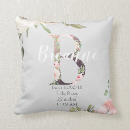 Floral Monogram Nursery Pillow | Brief B Kussen
