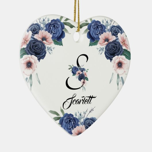 Floral Monogram op maat Keramisch Ornament (Rechts)
