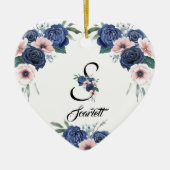 Floral Monogram op maat Keramisch Ornament (Voorkant)
