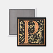  Floral Monogram "P" - Magnet (Voorkant / Achterkant)