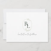 Floral Monogram Paar Foto Bruiloft Save The Date Aankondiging (Achterkant)