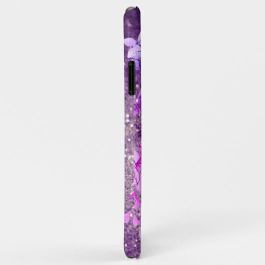 *~* Floral Monogram Paars Ombre Glitter Case-Mate iPhone Case (Achterkant/rechts)
