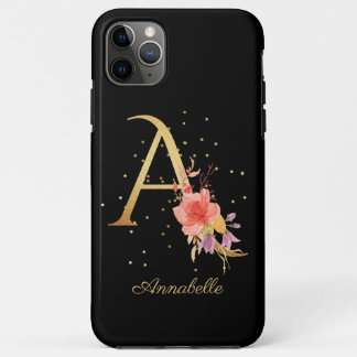 Floral Monogram Personaliseer Naam Initiaal A Lett Case-Mate iPhone Case