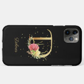Floral Monogram Personaliseer Naam Initiaal D Lett Case-Mate iPhone Case (Achterkant (horizontaal))