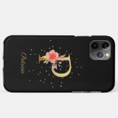 Floral Monogram Personaliseer Naam Initiaal P Lett Case-Mate iPhone Case (Achterkant (horizontaal))