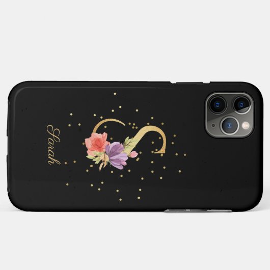 Floral Monogram Personaliseer Naam Initiaal S Lett Case-Mate iPhone Case (Achterkant (horizontaal))