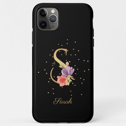 Floral Monogram Personaliseer Naam Initiaal S Lett Case-Mate iPhone Case (Achterkant)