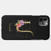 Floral Monogram Personaliseer Naam Initiaal U Lett Case-Mate iPhone Case (Achterkant (horizontaal))