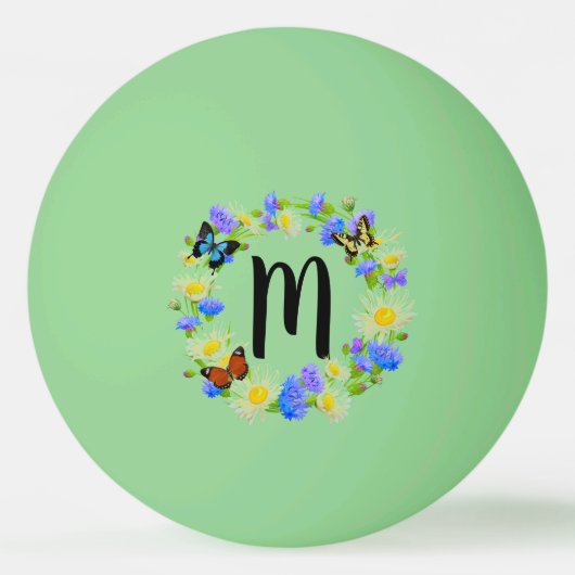 Floral Monogram Pingpongbal (Voorkant)