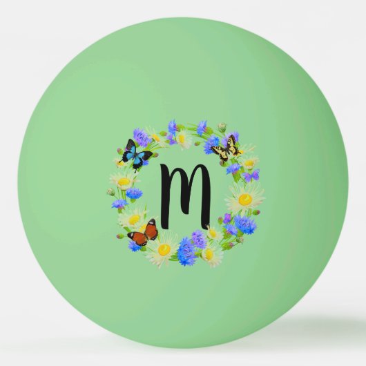 Floral Monogram Pingpongbal (Achterkant)