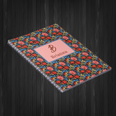 Floral Monogram Pink Blue William Morris Style Notitieboek