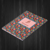 Floral Monogram Pink Blue William Morris Style Notitieboek