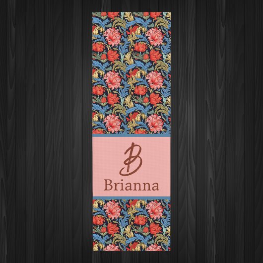 Floral Monogram Pink Blue William Morris Style Yogamat