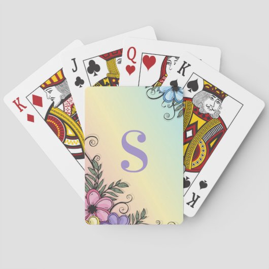 Floral Monogram Pokerkaarten (Achterkant)
