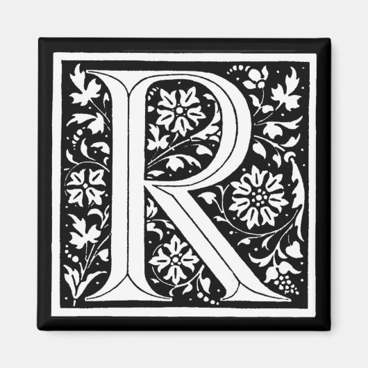 Floral Monogram "R" Magneet (Voorkant)