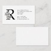 Floral Monogram R Sakura Cherry Blossom Visitekaartje (Voorkant / Achterkant)