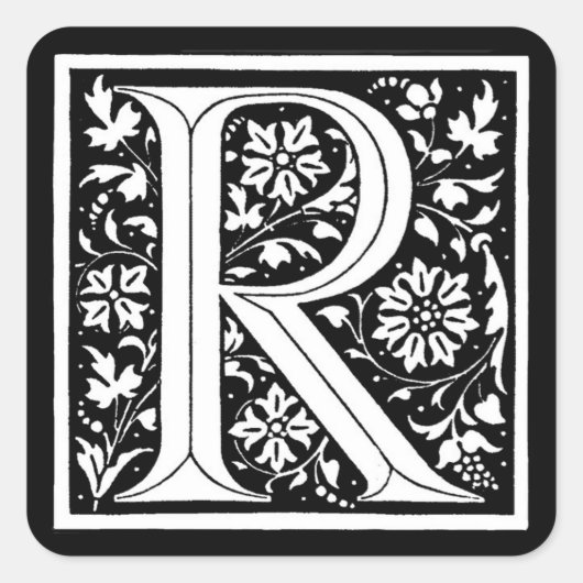  Floral monogram "R" - Sticker (Voorkant)