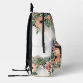 Floral Monogram Reizen Elegante Waterverf Tuin Bedrukte Rugzak (Links)