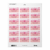 Floral Monogram Retouradreslabels (roze) Etiket (Full Sheet)