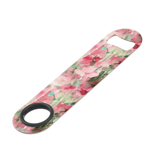 Floral monogram rode en roze  Waterverf Speed Flessenopener (Achterkant Gekanteld)
