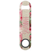 Floral monogram rode en roze  Waterverf Speed Flessenopener (Voorkant)