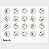 Floral Monogram Rond Terugkeeradresetiket Ronde Sticker (Vel)