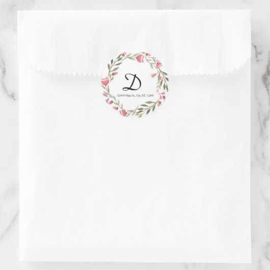 Floral Monogram Ronde Sticker (Tas)