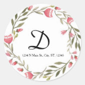 Floral Monogram Ronde Sticker (Voorkant)