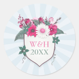 Floral monogram ronde sticker
