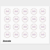  Floral Monogram roze Lavender Aangepaste naam Ronde Sticker (Vel)