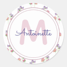  Floral Monogram roze Lavender Aangepaste naam