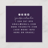  Floral Monogram Roze Paarse Beauty Skincare Vierkante Visitekaartje (Achterkant)