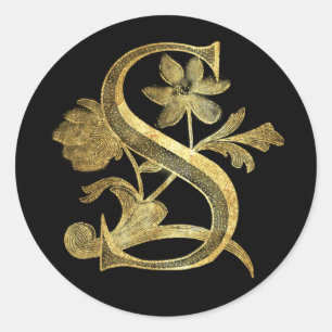Floral Monogram S Ronde Sticker
