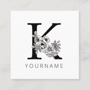 Floral Monogram S Sakura Cherry Blossom Vierkante Visitekaartje
