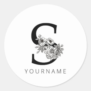 Floral Monogram S Sakura Kersenbloesems Ronde Sticker