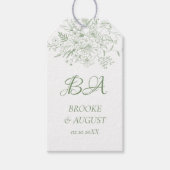 Floral Monogram Sage Green Wedding Cadeaulabel (Voorkant)