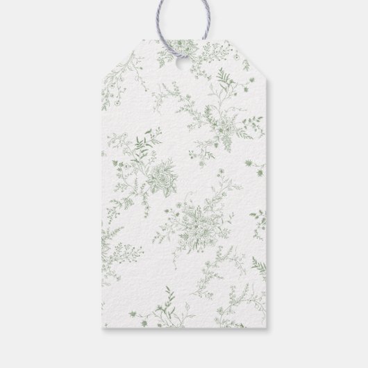 Floral Monogram Sage Green Wedding Cadeaulabel (Achterkant)