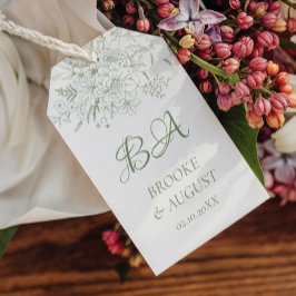Floral Monogram Sage Green Wedding Cadeaulabel