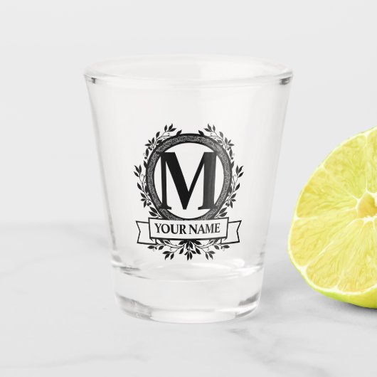 Floral Monogram Shot Glas (Voorkant)