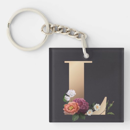 Floral Monogram Sleutelhanger (voorkant)